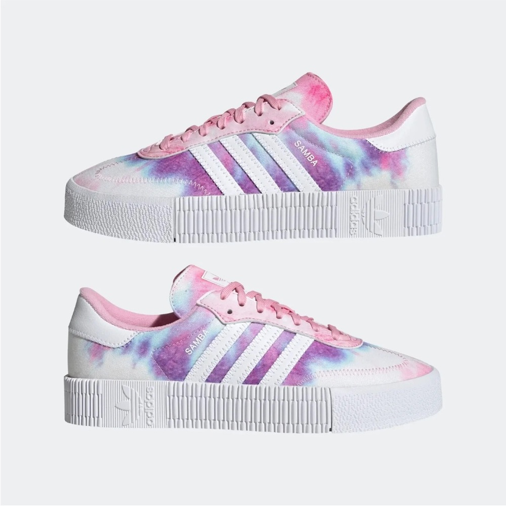 ADIDAS Vibrant Multi Color Tie-Dye Low-Top Sneakers Size 7 Chill Playful Vibes - Picture 7 of 12